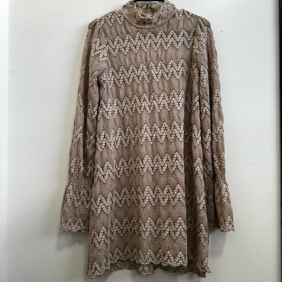 FREE PEOPLE Simone Lace Mini Longsleeve Dress - Picture 1 of 10